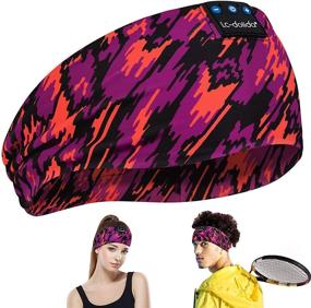 img 4 attached to Red LC-dolida Bluetooth Headband Sleep Headphones with Auto Off Timer 🎧 - Thin Speaker Bluetooth Sleep Mask for Yoga, Running, Workout, and Sports