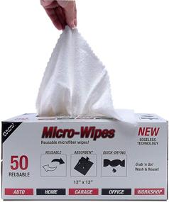 img 3 attached to 🧽 Eurow Reusable Microfiber Cleaning and Drying Wipes - 200GSM, 12x12 Inches (Pack of 50) with Dispenser Box