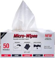 🧽 eurow reusable microfiber cleaning and drying wipes - 200gsm, 12x12 inches (pack of 50) with dispenser box logo