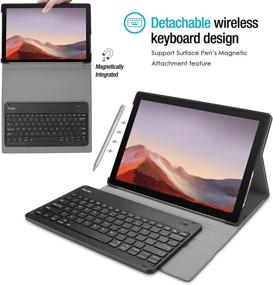 img 2 attached to 💼 ProCase Keyboard Case for Surface Pro 7 Plus(2021), Pro 7 (2019), Pro 6 (2018), Pro 5 (2017), Pro 4 (2015) 12.3-inch Tablet - Slim Lightweight Smart Cover with Detachable, Magnetic Wireless Keyboard (Black)