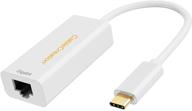 white usb c ethernet adapter, cablecreation - up to 10/100/1000 mbps, 🔌 thunderbolt 3 compatible, for macbook pro 2020, surface book 2, rj45 network lan adapter logo