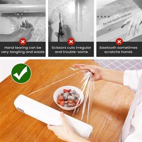 img 2 attached to 🔪 Food Wrap Cutter: Reusable, Easy-Slide Cling Film Dispenser for Plastic Wrap, Refillable Foil/Film Dispenser with 12"x100ft BPA Free Plastic Wrap, Smooth Cutting, Ideal for Home Kitchen Supplies