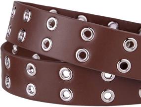 img 2 attached to 👉 Moonsix Genuine Leather Belt for Men and Women - Double Grommet, Twin Prong, 1.5 inch Width