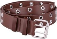 👉 moonsix genuine leather belt for men and women - double grommet, twin prong, 1.5 inch width logo