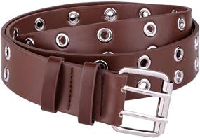 img 4 attached to 👉 Moonsix Genuine Leather Belt for Men and Women - Double Grommet, Twin Prong, 1.5 inch Width