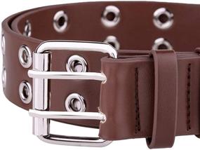 img 3 attached to 👉 Moonsix Genuine Leather Belt for Men and Women - Double Grommet, Twin Prong, 1.5 inch Width