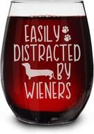 shop4ever engraved stemless wine glass: a hilarious gift for dachshund lovers - easily distracted by weiner dogs! logo