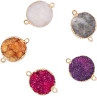 🔗 arricraft 5pcs stone links, gemstone pendants, natural druzy agate with light gold brass findings, jewelry connectors for necklace bracelet crafts logo