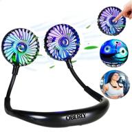 🌀 oberly portable fan - unique second generation neck fan with black design - personal fan with 2500mah usb rechargeable battery - silent led lighting & 360° direction - 3 speeds, 4-11 hours - ideal for indoor home office use logo