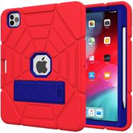 ccmao ipad pro 11 inch case (2021/2020) - shockproof rugged drop protection cover for 3rd gen/2nd gen/1st gen - red+blue logo