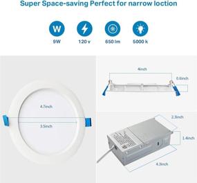 img 1 attached to SAATLY 4 inch LED Recessed Lighting Ultra-Thin Ceiling Lights, 5000K Daylight, 650LM 9W=65W Can-Killer Dimmable Downlight ETL Certified Pack of 6 with Junction Box