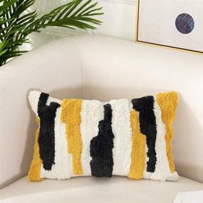 img 3 attached to 🌾 Farmhouse Boho Tufted Throw Pillow Cover: Ailsan 12x20 Inch Decorative Pillowcase with Colorful Tufting for Couch, Sofa, and Bedroom