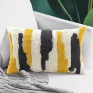 🌾 farmhouse boho tufted throw pillow cover: ailsan 12x20 inch decorative pillowcase with colorful tufting for couch, sofa, and bedroom logo