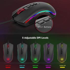 img 3 attached to 🐍 Redragon M711-FPS Cobra FPS Optical Switch (LK) Gaming Mouse: Ultimate Precision with 16.8M RGB Color Backlit, 24,000 DPI & 7 Programmable Buttons