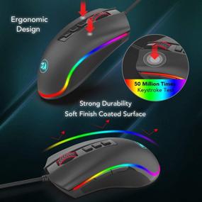 img 2 attached to 🐍 Redragon M711-FPS Cobra FPS Optical Switch (LK) Gaming Mouse: Ultimate Precision with 16.8M RGB Color Backlit, 24,000 DPI & 7 Programmable Buttons