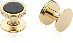 img 3 attached to Cuff Daddy Black Onyx Studs Gold Tone