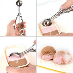 img 2 attached to 🍦 Ice Cream Scoop Set - 3 Pcs Stainless Steel Melon Scoops (Cookie Scoops), Trigger with Small (1.57 Inch), Medium (1.96 Inch), and Large (2.36 Inch) Sizes