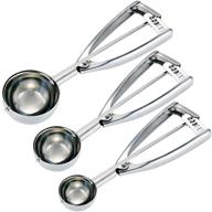 🍦 ice cream scoop set - 3 pcs stainless steel melon scoops (cookie scoops), trigger with small (1.57 inch), medium (1.96 inch), and large (2.36 inch) sizes logo