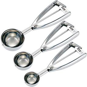 img 4 attached to 🍦 Ice Cream Scoop Set - 3 Pcs Stainless Steel Melon Scoops (Cookie Scoops), Trigger with Small (1.57 Inch), Medium (1.96 Inch), and Large (2.36 Inch) Sizes