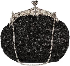 img 1 attached to 💃 Exquisite Chicastic Full Sequin Mesh Beaded Antique Style Wedding Evening Formal Cocktail Clutch Purse: An Elegant Accessory for Special Occasions