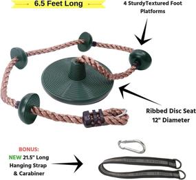 img 3 attached to 🌳 Kids Tree Climbing Rope Swing Set - Foot Hold Platforms, Disc Seat, Hanging Kit, and Tree Strap - Outdoor Swing Set Accessories - Green Rope Swing