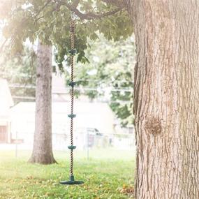 img 2 attached to 🌳 Kids Tree Climbing Rope Swing Set - Foot Hold Platforms, Disc Seat, Hanging Kit, and Tree Strap - Outdoor Swing Set Accessories - Green Rope Swing