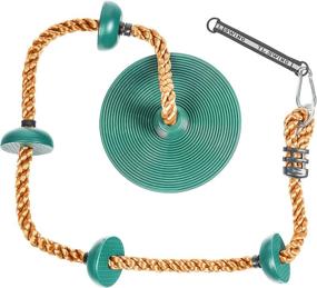 img 4 attached to 🌳 Kids Tree Climbing Rope Swing Set - Foot Hold Platforms, Disc Seat, Hanging Kit, and Tree Strap - Outdoor Swing Set Accessories - Green Rope Swing