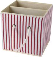 📦 fuxi 11-inch cube toy storage bins basket with handle - collapsible toy organizer for nursery storage, closets, and books - foldable gift baskets (stripe, 11 inch) logo