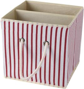 img 4 attached to 📦 Fuxi 11-Inch Cube Toy Storage Bins Basket with Handle - Collapsible Toy Organizer for Nursery Storage, Closets, and Books - Foldable Gift Baskets (Stripe, 11 inch)