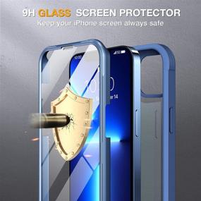 img 1 attached to 2021 Upgrade Miracase Glass iPhone 13 Pro Case 6.1 inch, Full-Body Clear Bumper 📱 Case with Built-in 9H Tempered Glass Screen Protector for iPhone 13 Pro - Dark Blue