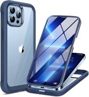 2021 upgrade miracase glass iphone 13 pro case 6.1 inch, full-body clear bumper 📱 case with built-in 9h tempered glass screen protector for iphone 13 pro - dark blue logo