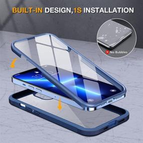 img 2 attached to 2021 Upgrade Miracase Glass iPhone 13 Pro Case 6.1 inch, Full-Body Clear Bumper 📱 Case with Built-in 9H Tempered Glass Screen Protector for iPhone 13 Pro - Dark Blue