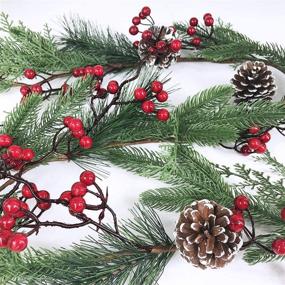 img 2 attached to 6.6 Feet Christmas Artificial Pine Garland with Spruce Cypress Berries, Frosted Pinecones, and Winter Greenery – Ideal Decoration for Mantel, Fireplace, Table Runner, and Centerpiece in Holiday Season