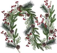 6.6 feet christmas artificial pine garland with spruce cypress berries, frosted pinecones, and winter greenery – ideal decoration for mantel, fireplace, table runner, and centerpiece in holiday season logo