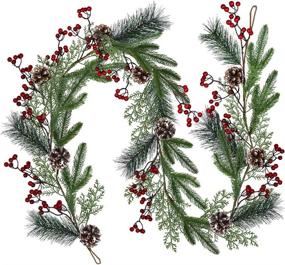 img 4 attached to 6.6 Feet Christmas Artificial Pine Garland with Spruce Cypress Berries, Frosted Pinecones, and Winter Greenery – Ideal Decoration for Mantel, Fireplace, Table Runner, and Centerpiece in Holiday Season