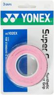 yonex ac102ex super grip in pink (pack of 3 wraps) logo