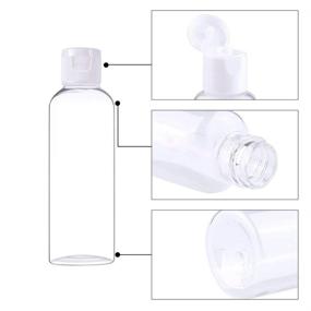 img 2 attached to 🧴 25-Piece Set of 2 oz Clear Plastic Empty Bottles with Flip Cap for Toiletries Liquids - Travel Containers for Shampoo, Lotion, Conditioner (White Cap)