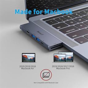 img 2 attached to 🔌 7-in-2 USB C Hub for MacBook Pro/Air 2016-2020, Dual HDMI Adapter with 4K@30Hz Support MST Function, 2 USB 3.1 Ports (10Gbps), SD/TF Card Reader, USB C Charging Hub, 100W Power Delivery - Beauif