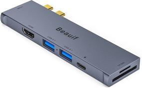 img 4 attached to 🔌 7-in-2 USB C Hub for MacBook Pro/Air 2016-2020, Dual HDMI Adapter with 4K@30Hz Support MST Function, 2 USB 3.1 Ports (10Gbps), SD/TF Card Reader, USB C Charging Hub, 100W Power Delivery - Beauif