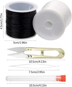 img 3 attached to Versatile 1mm Elastic Cord Kit for Bracelet Making - Black and Clear Bead String with Needle and Scissors