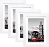 🖼️ slincank 5x7 picture frames set of 4 - elegant wood frames for photos 4x6 with mat or 5x7 without mat - wall/tabletop display - hd plexiglass - white collage frames логотип