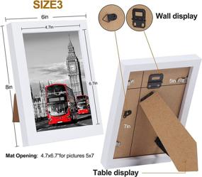 img 1 attached to 🖼️ SLINCANK 5x7 Picture Frames Set of 4 - Elegant Wood Frames for Photos 4x6 With Mat or 5x7 Without Mat - Wall/Tabletop Display - HD Plexiglass - White Collage Frames