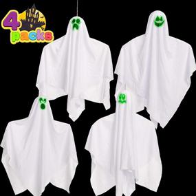 img 3 attached to 👻 Enhance Your Halloween Ambience with 27.5" Glow in the Dark Halloween Hanging Ghosts (4 Pack)