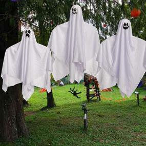 img 1 attached to 👻 Enhance Your Halloween Ambience with 27.5" Glow in the Dark Halloween Hanging Ghosts (4 Pack)