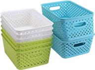 📦 bekith 9-pack plastic storage basket - woven bins organizer, 9.75" x 7.5" x 4" dimensions logo