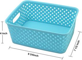 img 1 attached to 📦 Bekith 9-Pack Plastic Storage Basket - Woven Bins Organizer, 9.75" x 7.5" x 4" Dimensions