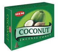 🥥 hem incense from india - coconut scented - 12 boxes, 10 cones each логотип