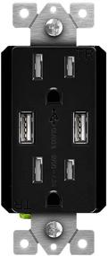 img 4 attached to 🔌 TOPGREENER TU2154A-BK High Speed USB Wall Outlet, UL Listed, 15A Tamper-Resistant Receptacles for iPhone, Samsung Galaxy, LG, HTC & Other Smartphones - Black (Wall Plate Sold Separately)