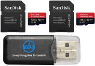 💾 sandisk 128gb micro sdxc extreme pro memory card (2-pack) compatible with gopro hero 7 black, silver, hero7 white uhs-1 u3 a2 bundle including everything but the stromboli micro card reader logo