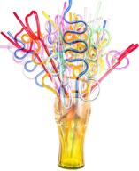 🥳 crazy loop straws: 40 fun & recyclable drinking straws - assorted colors & silly shapes - perfect for birthday parties and party favors logo